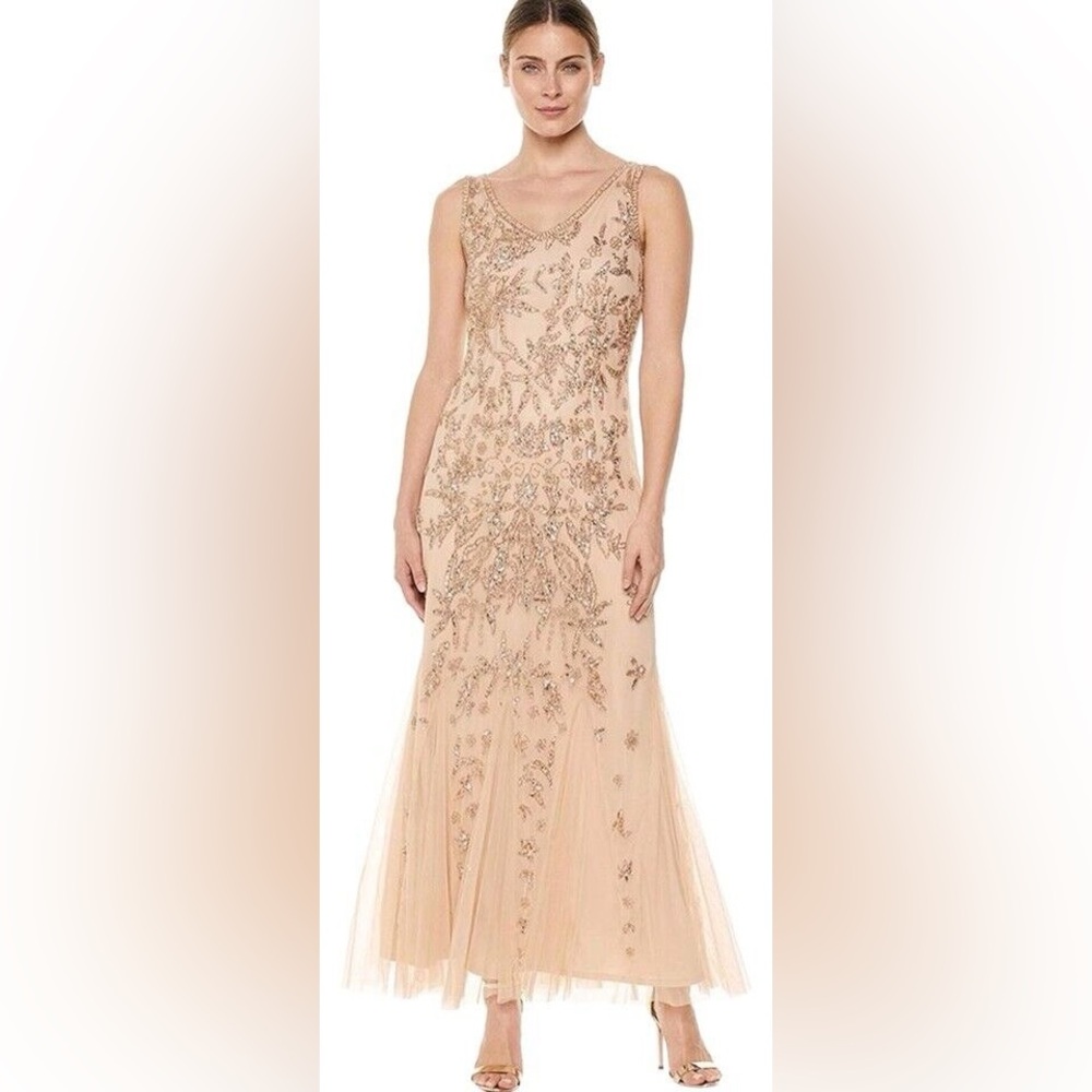 Pisarro nights - beaded gold sleeveless evening dress - size 4